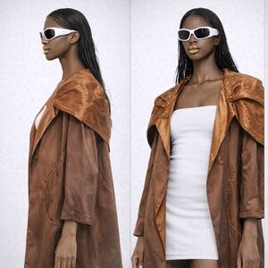 Pleated Hooded Vintage Copper Coat Size LRG ships the same day